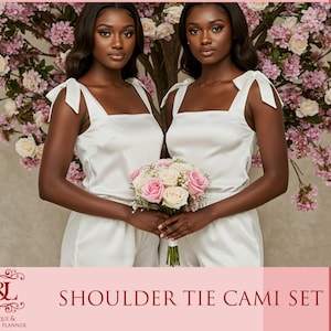 Satin Cami Tank and Shorts Cami Tie Knot and Shorts Satin Pj Sets Bridesmaids Gifts Bridal Sets Gift For Her Wedding Gifts