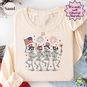 Subtle Fuck Trump Skeleton Liberal Fourth of July shirt, No Kings in America, Anti Fascism Resistance, Leftist Semiquincentennial FDT Tee image 17