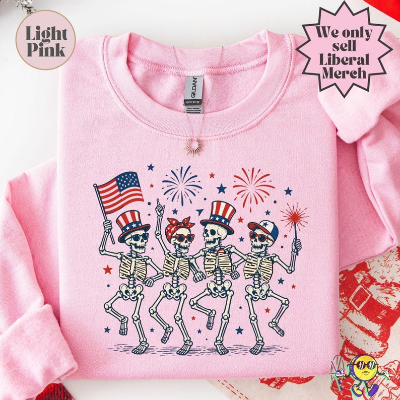 Subtle Fuck Trump Skeleton Liberal Fourth of July shirt, No Kings in America, Anti Fascism Resistance, Leftist Semiquincentennial FDT Tee image 16
