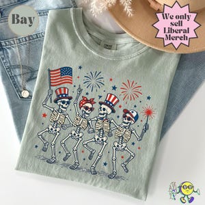 Subtle Fuck Trump Skeleton Liberal Fourth of July shirt, No Kings in America, Anti Fascism Resistance, Leftist Semiquincentennial FDT Tee image 4