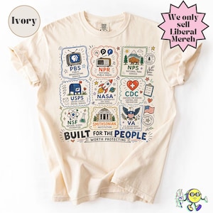 Vintage Doodle Protect Demokratische Einrichtungen PBS NPR individualisiert Vierte Juli-T-Shirt, Nationalparks USPS Antifaschismus, Linke-Protest Bild 8