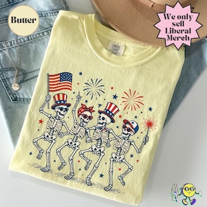 Subtle Fuck Trump Skeleton Liberal Fourth of July shirt, No Kings in America, Anti Fascism Resistance, Leftist Semiquincentennial FDT Tee image 13