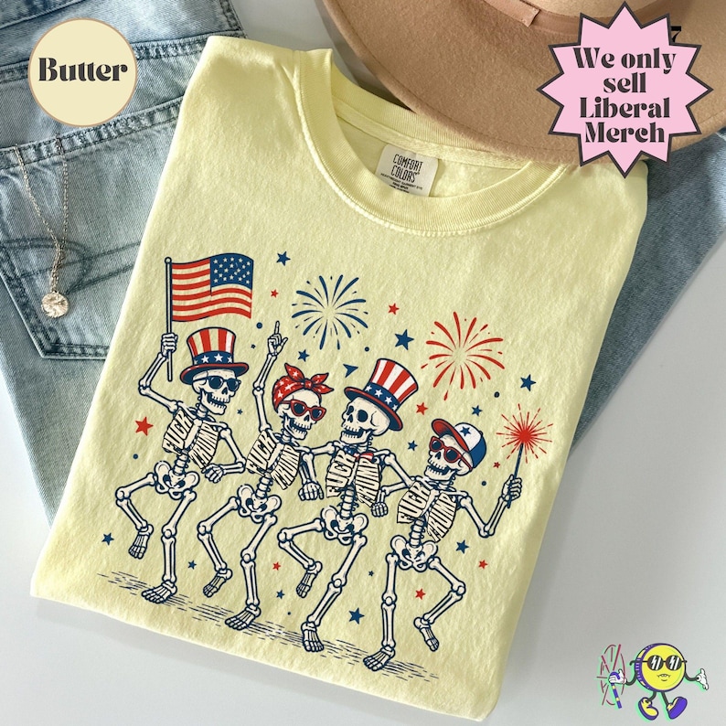 Subtle Fuck Trump Skeleton Liberal Fourth of July shirt, No Kings in America, Anti Fascism Resistance, Leftist Semiquincentennial FDT Tee image 13