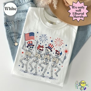 Subtle Fuck Trump Skeleton Liberal Fourth of July shirt, No Kings in America, Anti Fascism Resistance, Leftist Semiquincentennial FDT Tee image 3