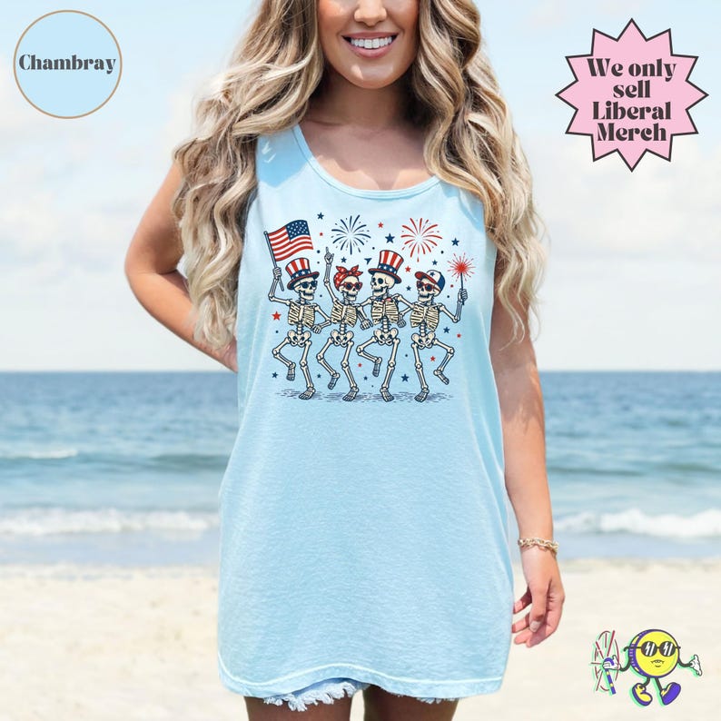 Subtle Fuck Trump Skeleton Liberal Fourth of July shirt, No Kings in America, Anti Fascism Resistance, Leftist Semiquincentennial FDT Tee image 19