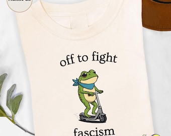 Off to Fight Fascism Portland Frog: Inflatable Costume Protest Frog Scooter shirt