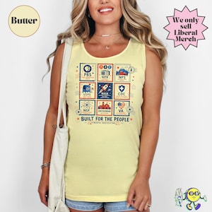 Vintage Stamps Protect Democratic Institutions PBS NPR Liberal Fourth of July shirt, National Parks USPS Anti Fascism, Leftist Protest image 16