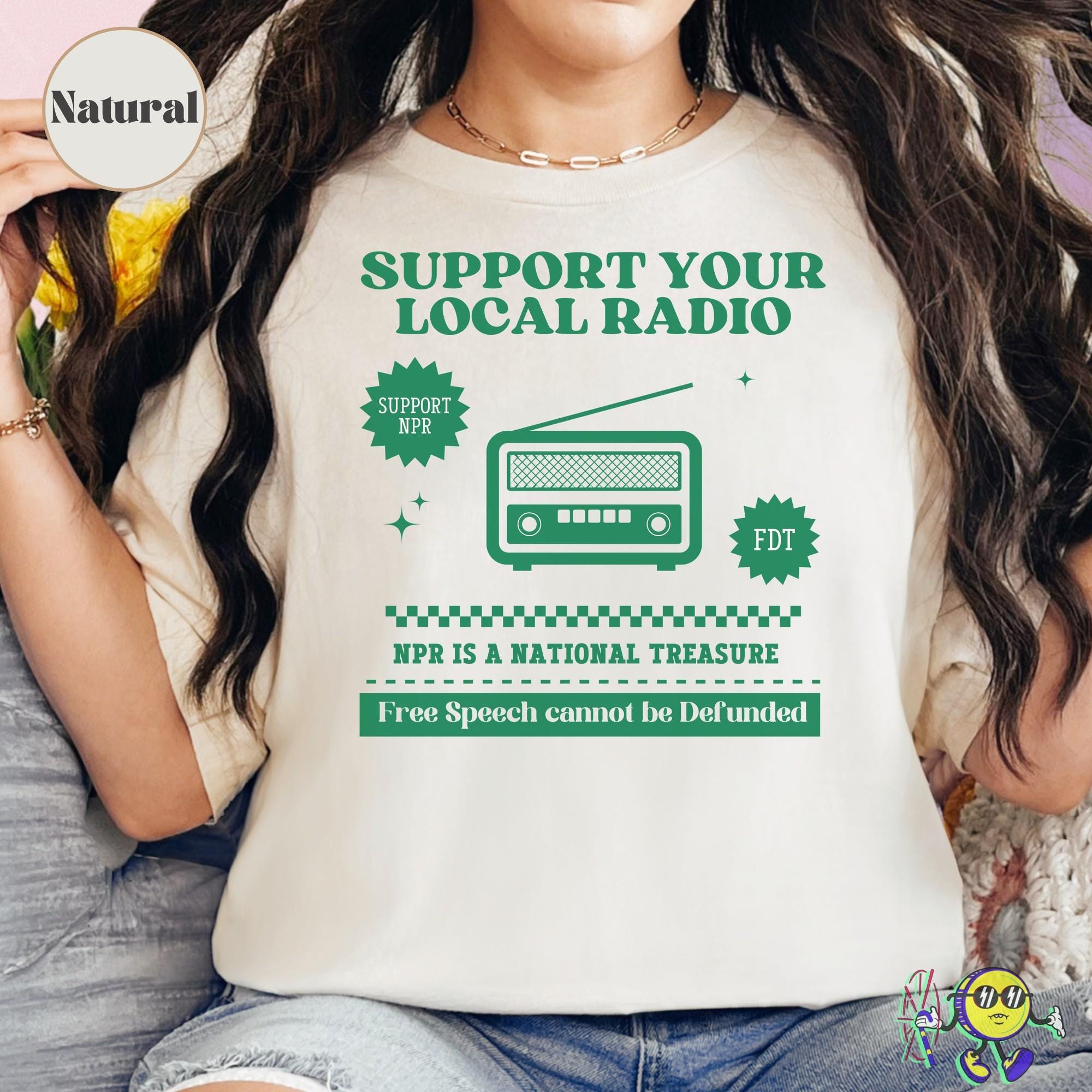 Protect NPR Liberal Groovy Shirt, Support Local Radio Broadcasting Anti Oligarchy DOGE Billionaire Capitalism Fuck Trump Tee, Anti Elon Musk