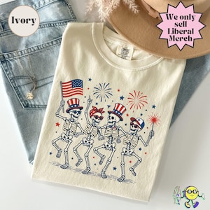 Subtle Fuck Trump Skeleton Liberal Fourth of July shirt, No Kings in America, Anti Fascism Resistance, Leftist Semiquincentennial FDT Tee image 9