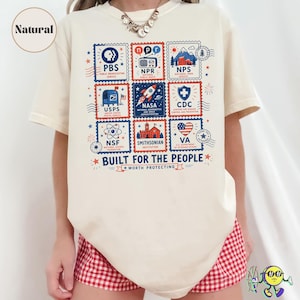 Vintage Stamps Protect Democratic Institutions PBS NPR Liberal Fourth of July shirt, National Parks USPS Anti Fascism, Leftist Protest image 3