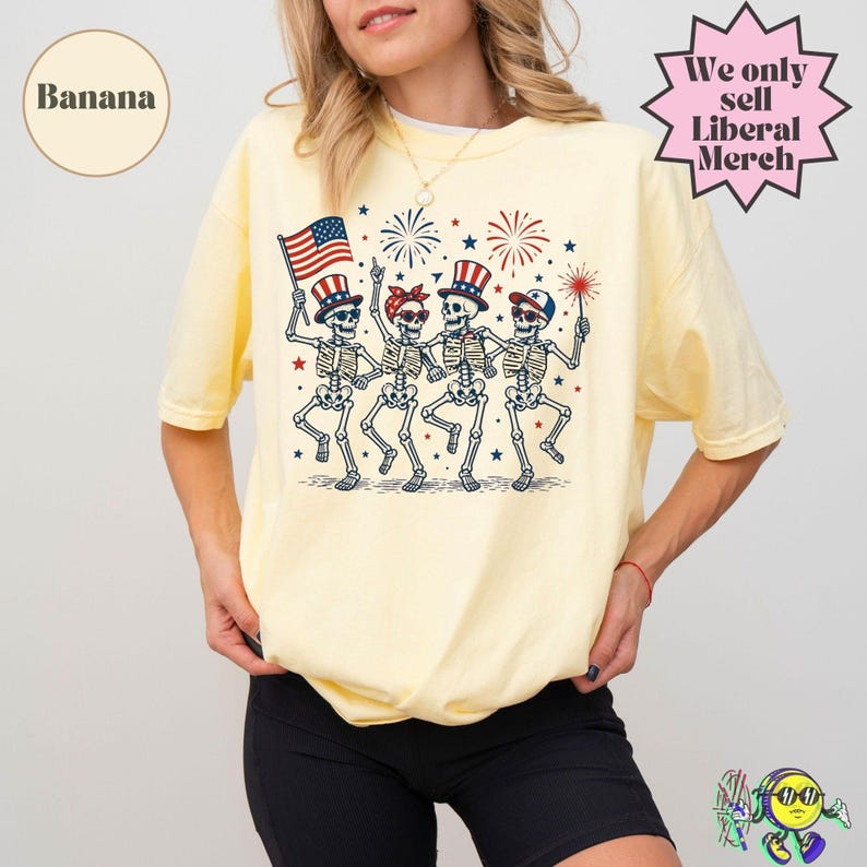 Subtle Fuck Trump Skeleton Liberal Fourth of July shirt, No Kings in America, Anti Fascism Resistance, Leftist Semiquincentennial FDT Tee image 12