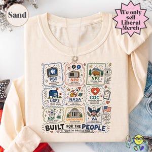 Vintage Doodle Protect Demokratische Einrichtungen PBS NPR individualisiert Vierte Juli-T-Shirt, Nationalparks USPS Antifaschismus, Linke-Protest Bild 17