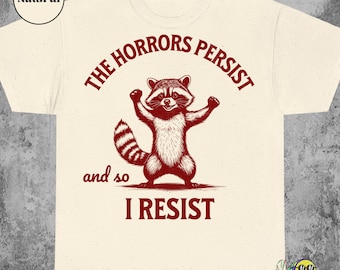 Widerstehen Waschbär Meme T-Shirt: Y2K Vintage Anti Faschismus Protest Shirt