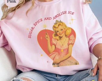 Chemise Sugar Spice Abolish ICE, chemise anti-ICE, chemise Due Process, chemise Chinga La Migra, chemise FDT justice sociale, t-shirt rétro milieu du siècle