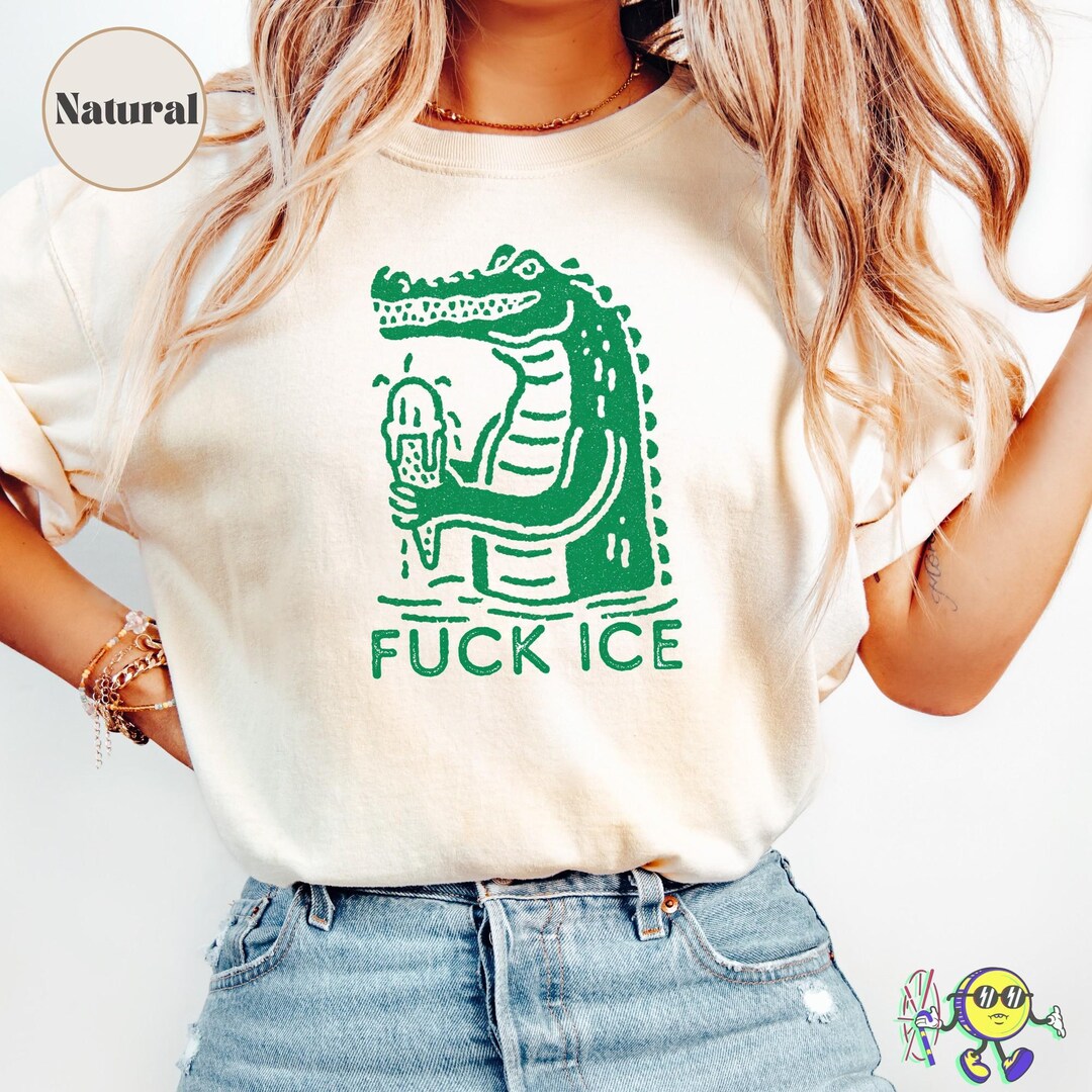 Fuck ICE Alligator Tee: Vintage Blockprint Liberal Social Justice