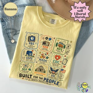 Vintage Doodle Protect Demokratische Einrichtungen PBS NPR individualisiert Vierte Juli-T-Shirt, Nationalparks USPS Antifaschismus, Linke-Protest Bild 2