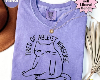 Cansado de las tonterías capacitistas. Meme de gato. Camiseta divertida sobre neurodiversidad. Concienciación sobre el autismo, derechos de las personas con discapacidad, apoyo a familias aliadas del autismo e inclusión.