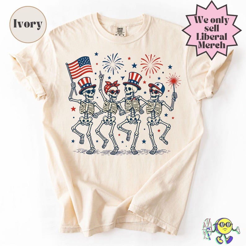 Subtle Fuck Trump Skeleton Liberal Fourth of July shirt, No Kings in America, Anti Fascism Resistance, Leftist Semiquincentennial FDT Tee image 10