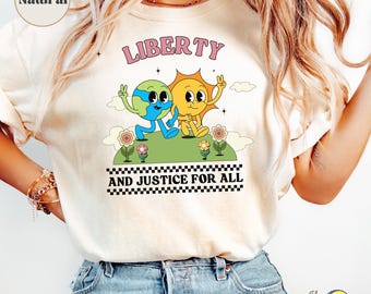 Camiseta Libertad y Justicia para Todos: Camiseta retro con estilo y justicia social