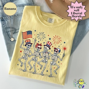 Subtle Fuck Trump Skeleton Liberal Fourth of July shirt, No Kings in America, Anti Fascism Resistance, Leftist Semiquincentennial FDT Tee image 6
