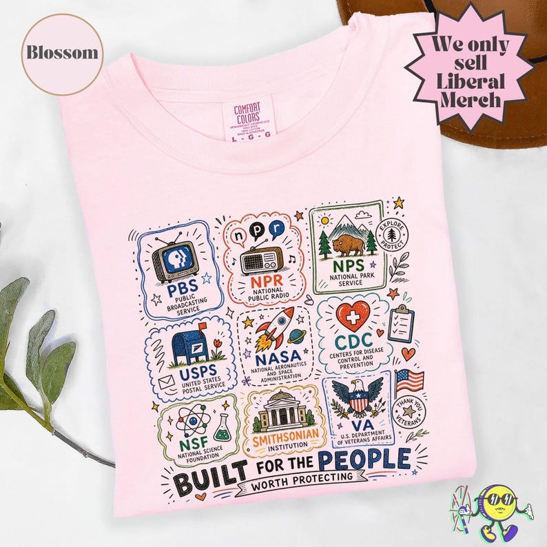 Vintage Doodle Protect Demokratische Einrichtungen PBS NPR individualisiert Vierte Juli-T-Shirt, Nationalparks USPS Antifaschismus, Linke-Protest Bild 6