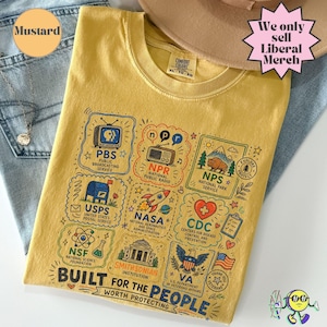 Vintage Doodle Protect Demokratische Einrichtungen PBS NPR individualisiert Vierte Juli-T-Shirt, Nationalparks USPS Antifaschismus, Linke-Protest Bild 5