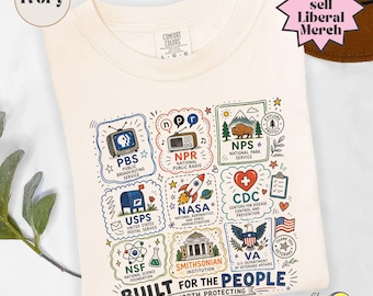 Vintage Doodle Protect Democratic Institutions PBS NPR Liberal Fourth of July shirt, National Parks USPS Anti Fascism, Leftist Protest