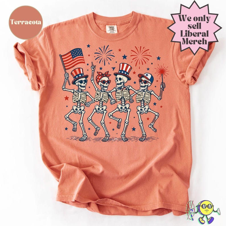 Subtle Fuck Trump Skeleton Liberal Fourth of July shirt, No Kings in America, Anti Fascism Resistance, Leftist Semiquincentennial FDT Tee image 14