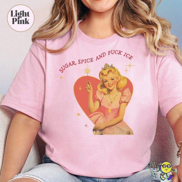 Sugar Spice och Fuck ICE: Avskaffa ICE Fairy Retro Mid Century-skjorta