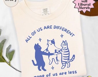 Todos somos diferentes. Camiseta divertida sobre neurodiversidad con un gato. Concienciación sobre el autismo, derechos de las personas con discapacidad, apoyo a familias que apoyan a las personas con autismo e inclusión.