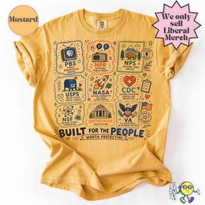 Vintage Doodle Protect Demokratische Einrichtungen PBS NPR individualisiert Vierte Juli-T-Shirt, Nationalparks USPS Antifaschismus, Linke-Protest Bild 15