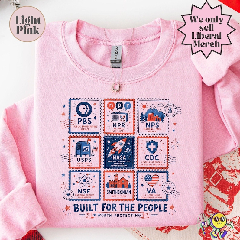 Vintage Stamps Protect Democratic Institutions PBS NPR Liberal Fourth of July shirt, National Parks USPS Anti Fascism, Leftist Protest image 11