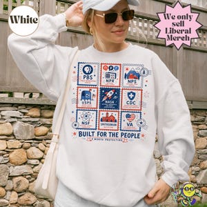 Vintage Stamps Protect Democratic Institutions PBS NPR Liberal Fourth of July shirt, National Parks USPS Anti Fascism, Leftist Protest image 13