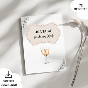 Cartes tabou, jeu tabou JGA pour femmes, jeu d'enterrement de vie de jeune fille, téléchargement instantané au format PDF, y compris un modèle tabou avec vos propres conditions