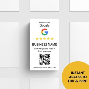 Editable Google Review Card Template Printable Customer Feedback ...