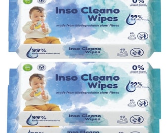 Toallitas Inso Cleano, 6 unidades. Sin plástico, sin químicos, biodegradables, 99 % agua pura.