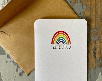 Rainbow Hello Card Blank Inside