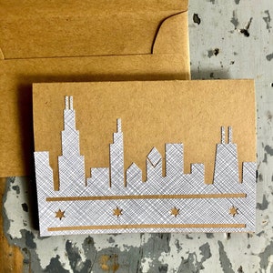 Chicago Skyline Blank Greeting Card Recycled Envelope Pattern
