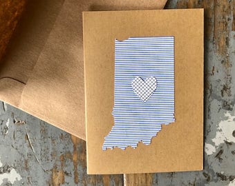 Indiana Love Recycled Envelope Card State Heart Blank Inside