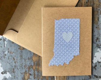 Indiana Love Recycled Envelope Card State Heart Blank Inside