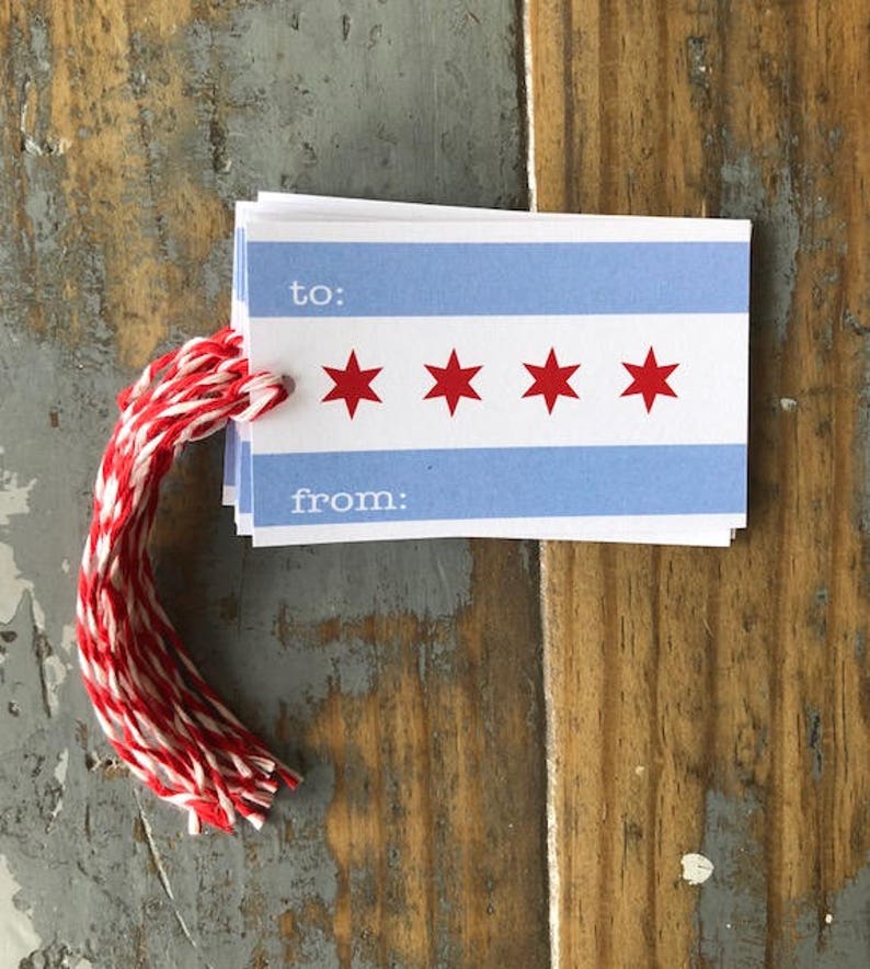 Chicago flag gift tags paper tag pack of 8 image 1