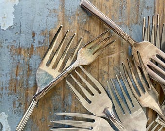 Puntas de tenedor plateadas: Material para manualidades de metal mixto - 2 libras