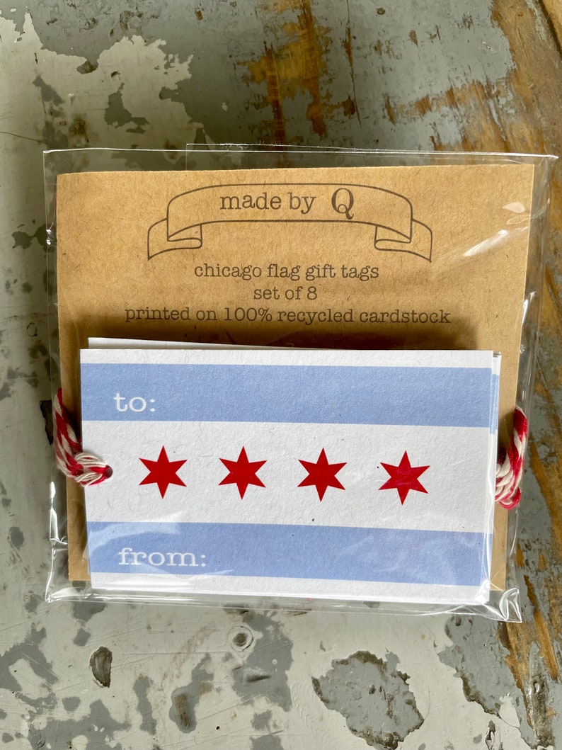 Chicago flag gift tags paper tag pack of 8 Bild 4