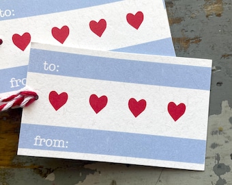 Etiquetas de regalo de papel con la bandera de Chicago y corazones, paquete de 8