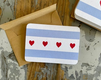 Tarjeta con la bandera de Chicago: Tarjeta de felicitación reciclada en blanco