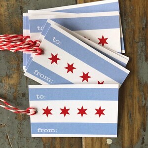 Chicago flag gift tags paper tag pack of 8 image 3