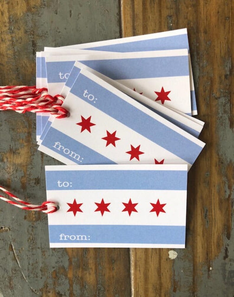 Chicago flag gift tags paper tag pack of 8 Bild 3