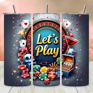 Envoltura para vaso de casino PNG, vaso recto y delgado de 20 oz, diseño de sublimación divertido, descarga digital, descarga instantánea PNG, diseño de envoltura para casino