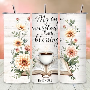 Christian Tumbler Wrap PNG, Blessed 20 Oz Sublimation Tumbler Design, Inspirational Bible Verse Tumbler, Faith Digital Download File