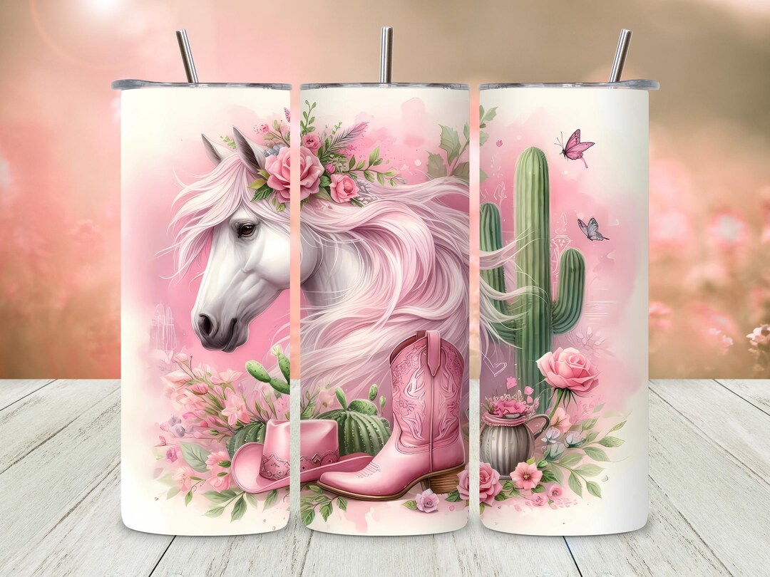 Pink Cowgirl Tumbler Wrap PNG, 20 Oz Skinny Tumbler Sublimation ...